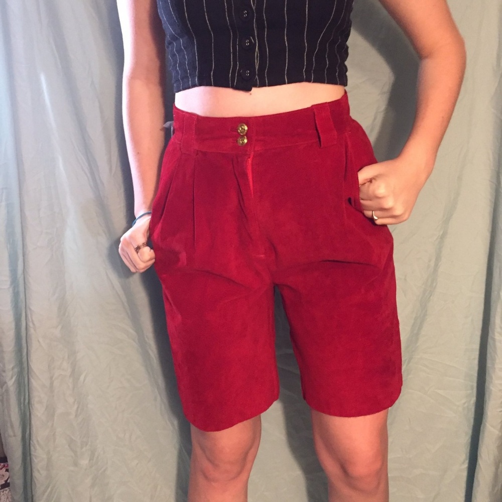 Vintage! 100% Genuine leather red shorts / pants